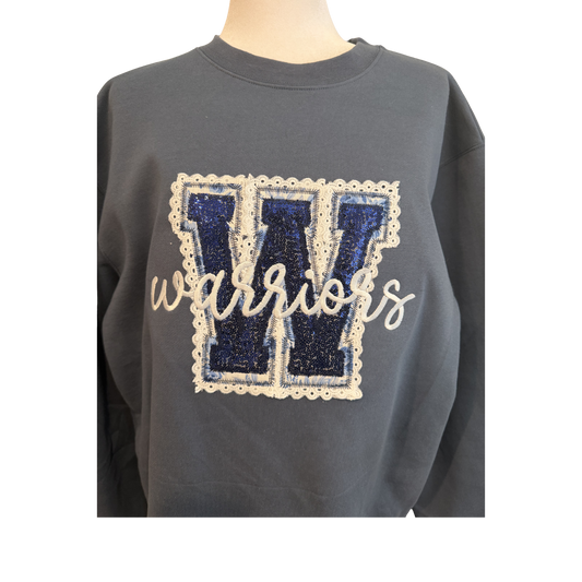 Lace and Sequin Applique Warrior Crewneck