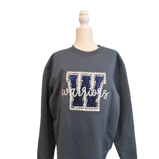 Lace and Sequin Applique Warrior Crewneck