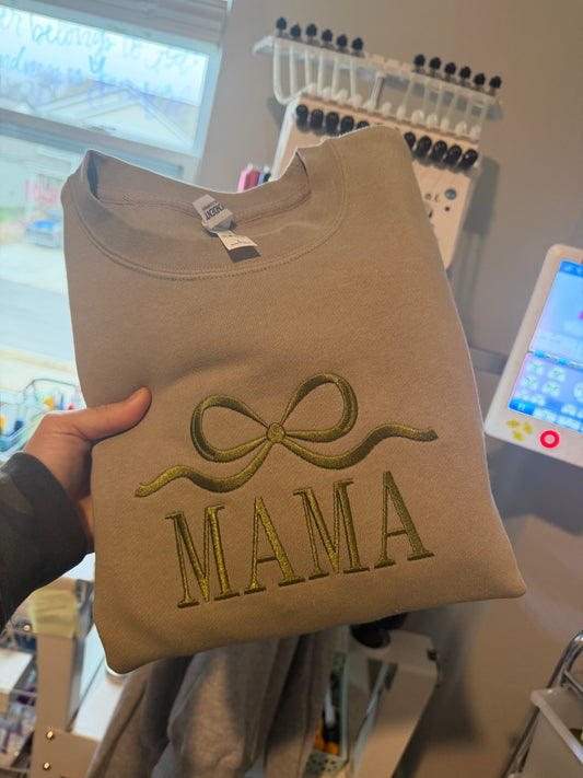 Custom "MAMA" + bow Crewneck