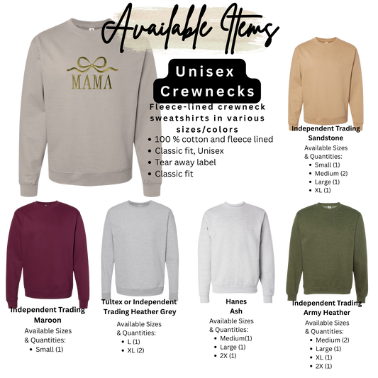 Custom "MAMA" + bow Crewneck
